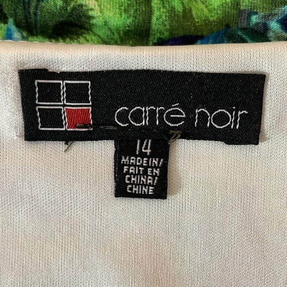 CARRE Noir Sleeveless Abstract Botanical Midi Dress Draped Neckline Size 14 - Picture 8 of 10